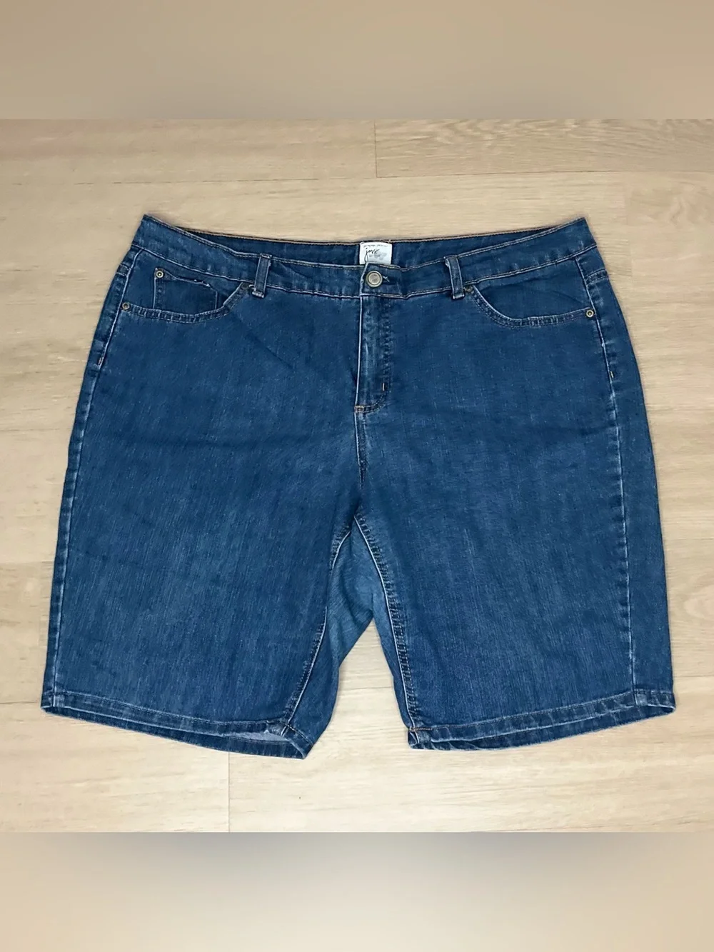 Just My Size Antique Wash Denim Shorts - Medium Blue Size 22W